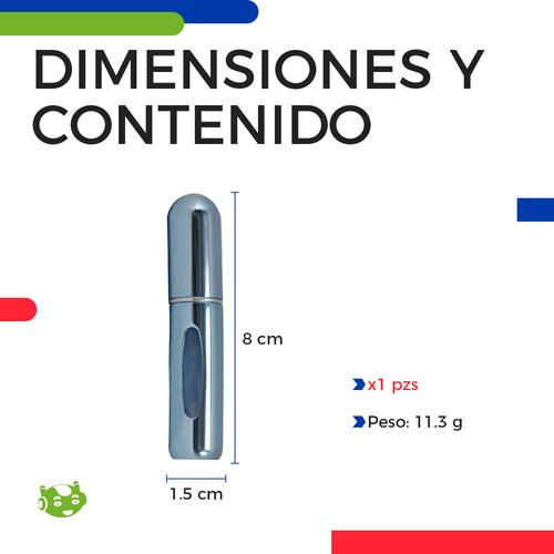 Atomizador Mini De Perfume Portátil Y Recargable Slim Company Spray En Cápsula Para Viaje, Frasco Perfumero Color Azul Cielo