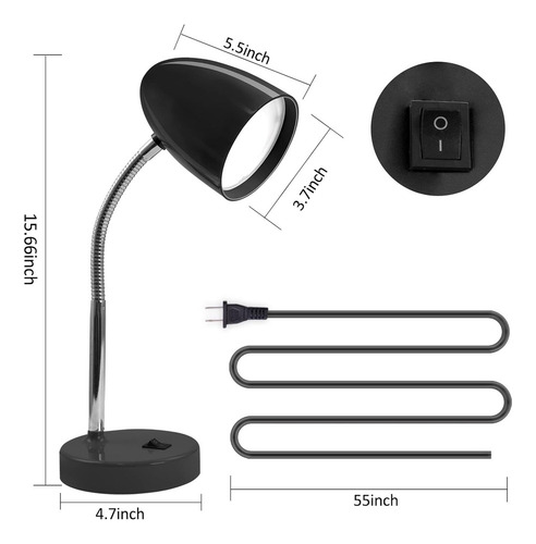 W Lámpara De Escritorio Led, Cuello De Cisne Flexible Con
