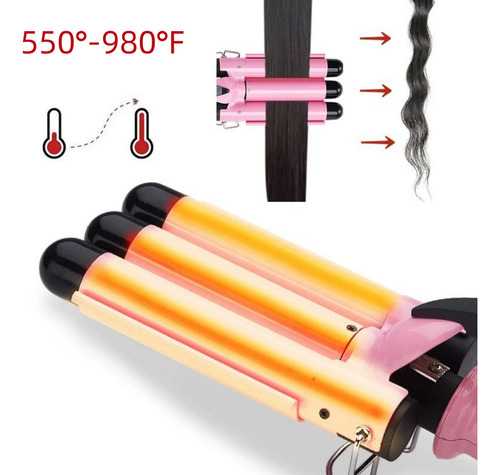 Waflera Fd Triple Rizadora De Cabello Ondas Playeras Color