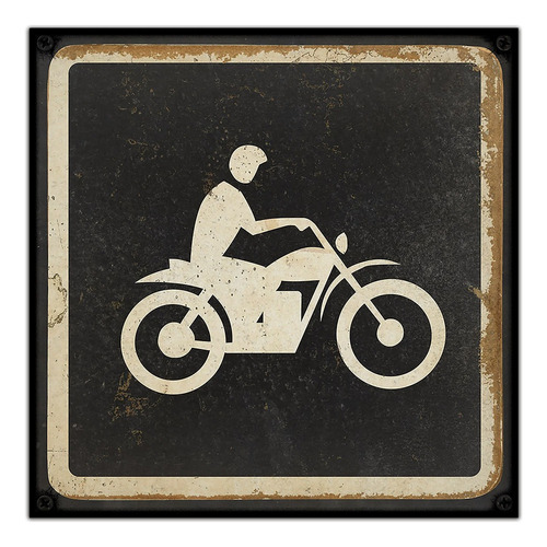 #202 - Cuadro Vintage 30 X 30 - Cartel Calle Moto No Chapa