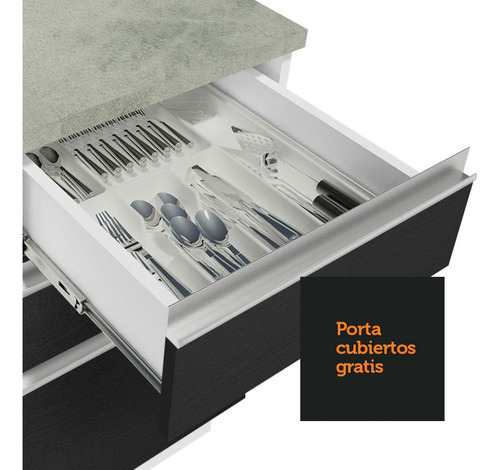 Madesa Glamy 180007 C Armá Balcão S Tamp Bp para cocina completa, color blanco/negro