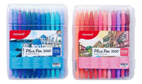Conjunto de 48 cores Monami Plus Pen 3000 cores quentes e frias