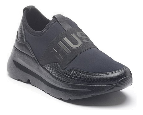 Zapatillas Hush Puppies New Bilori Sin Cordon Mujer Negro