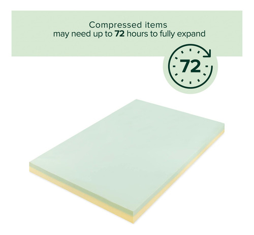 Colchón De Espuma Viscoelástica De Té Verde 5 Cm Gemelo