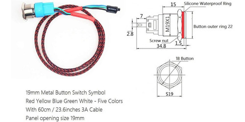 Imagen 4 de 7 de Noyito Interruptor De Chasis De 16 Mm 19 Mm Interruptor De B