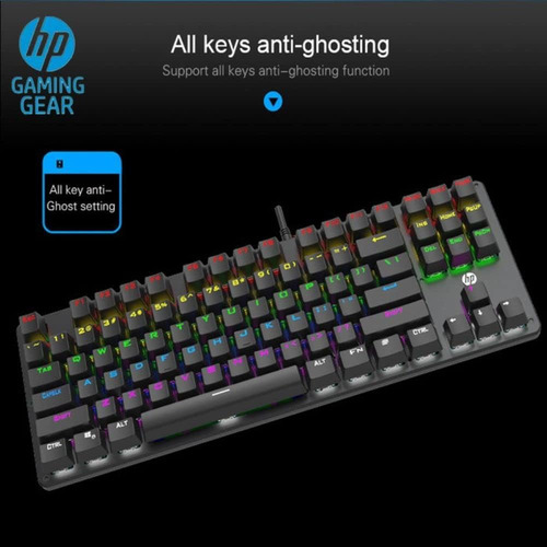 Teclado Mecánico Gamer HP GK200 Alámbrico USB RGB Teclas Anti-Ghosting Español