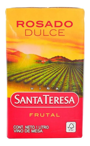Vino Santa Teresa Rosado Dulce Frutal Caja 1 L Pack X 12