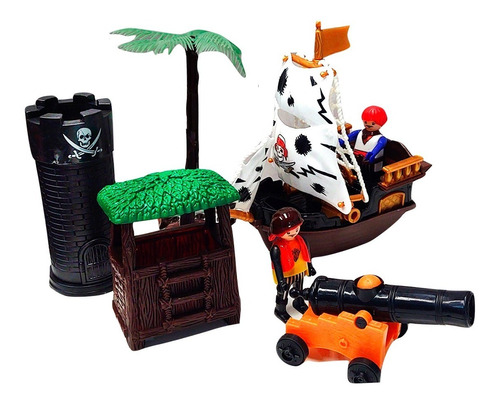 Set Muñecos Piratas Cañon Barco Compatibles Con Playmobil