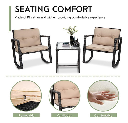 ~? Fdw Wicker Patio Furniture Outdoor Bistro Set, Mecedora,