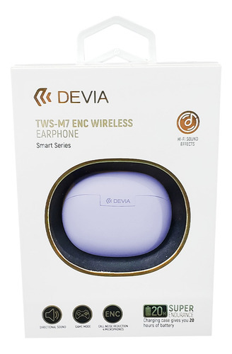 Audífono Bluetooth Gamer Devia M7 Enc Wireless Tws Lila