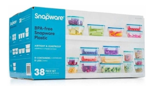 Recipientes De Plástico Snapware 1298037 Herméticos 38 Pz Turquesa
