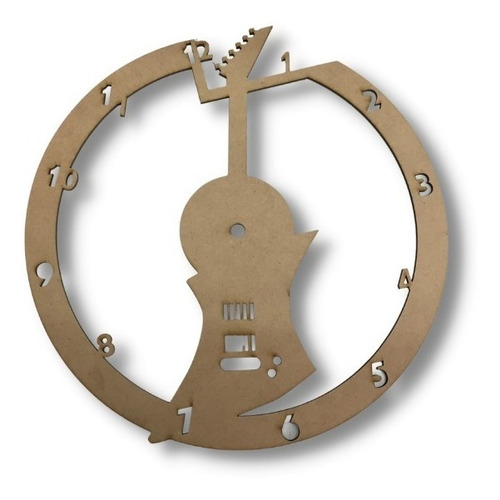 Reloj De Mdf Calado Laser De 27cms. Modelo Guitarra