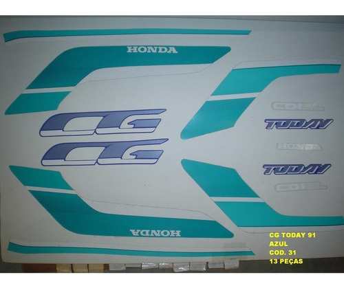 Faixa Cg 125 Today 91 - Moto Cor Azul (31 - Kit Adesivos)