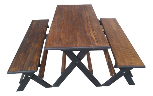 Mesa Con Bancas Plegables 100% D' Madera Paquete Promocional