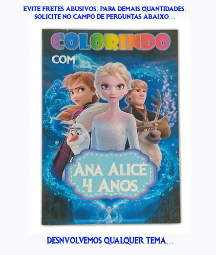 45 Livros De Colorir Frozen 2 Personalizado - Tam. Grande