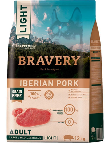 Bravery Light Perro Adulto Sabor Cerdo Grande/mediana 12 Kg