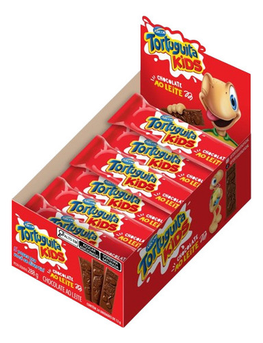 Chocolate Tortuguita Kids Arcor Ao Leite Cx 24 Barrinhas 22g