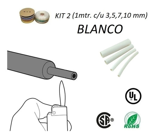 Tubo Funda Termocontraible Termoretractil Poliofelina Blanco