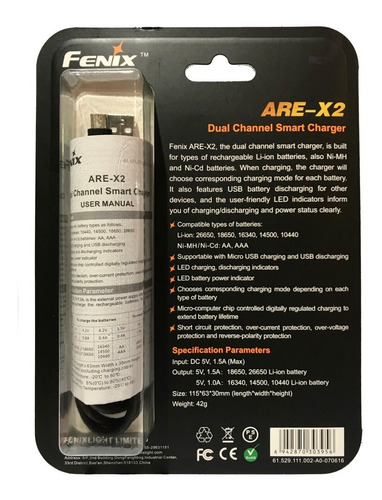 Imagen 4 de 8 de Cargador Bateria Fenix Doble Compatib 26650 18650 14500 Etc