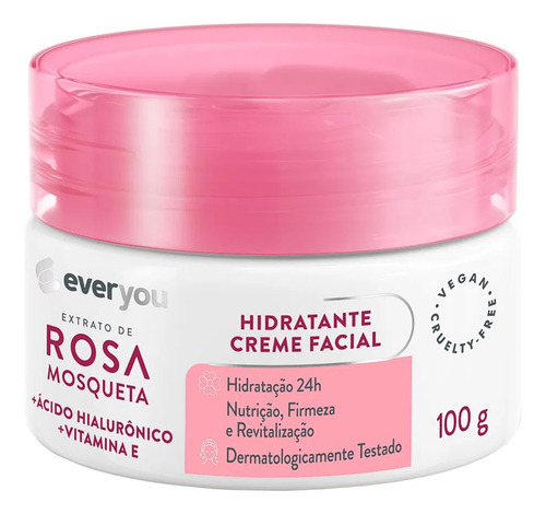 Crema facial hidratante con rosa mosqueta Ever You, 100 g, tipo de piel