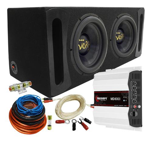 Combo Cajon Doble Woofer Eros Sw 12  Cables Y Potencia Md800
