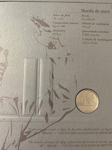 Moeda De Ouro - Centenário De Juscelino Kubitschek - 2002 (Usado)
