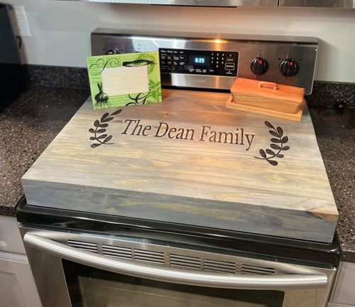 Engraved Noodle Board Box Style Stove Top Cover Custom Decor