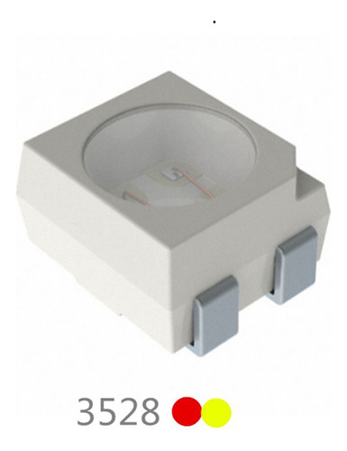 100 Polos Inversos 3528 Ámbar+amarillo Plcc-4, 617 Nm+587 Nm