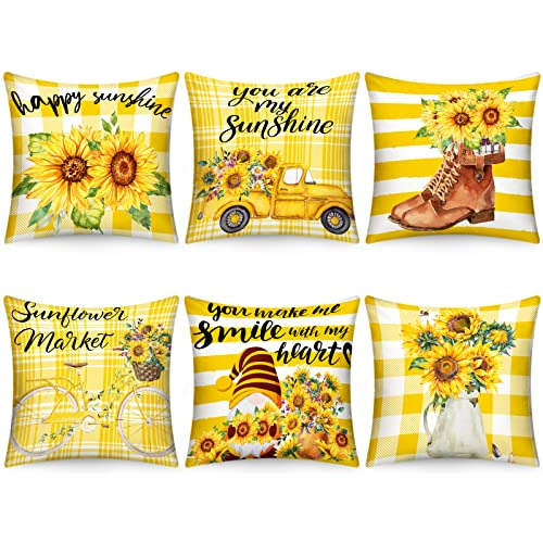 Juego De 6 Fundas De Almohada De Girasol De 18 X 18 Pul...