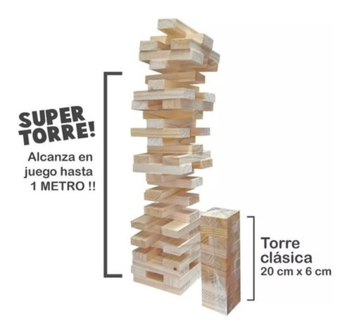 Jenga Gigante De 53cm Kae Xl  18 Pisos 54 Piezas