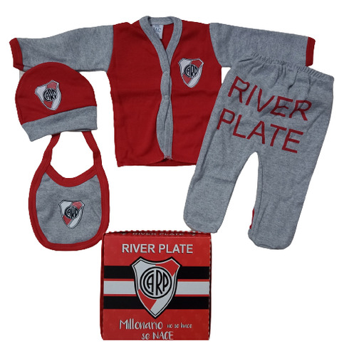 Set Para Bebés River Rojo 4 Prendas En Caja Personalizada