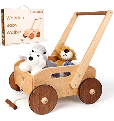 Wooden Baby Walker, Juguetes De Empuje De Velocidad Ajustabl