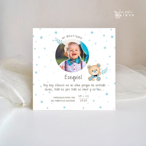 Imagen 8 de 10 de Estampas Tarjetas Bautismo De Nenes Con Foto X 2u