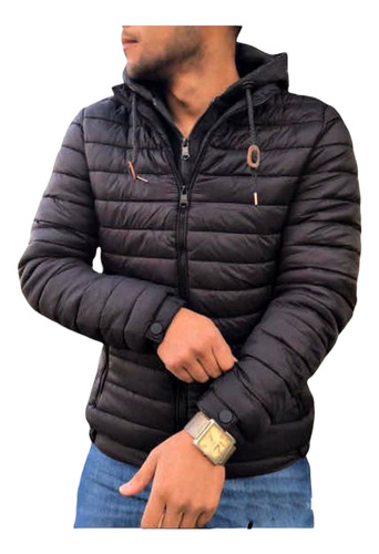 Campera Inflable Con Piel Yd New Collection Doble Cierre