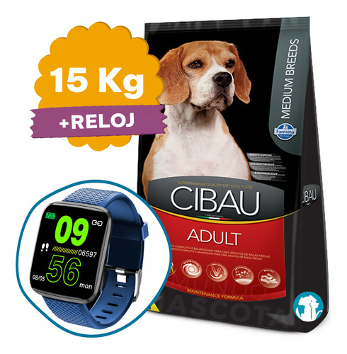 Cibau Alimento Perro Adulto Raza Mediana 15 Kg + Regalo