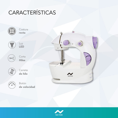 Imagen 4 de 6 de Máquina De Coser Nictom Mc01 Recta Portable