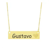 Comprar Colar Chapinha Coração Gravação Personalizada Nome Gustavo B