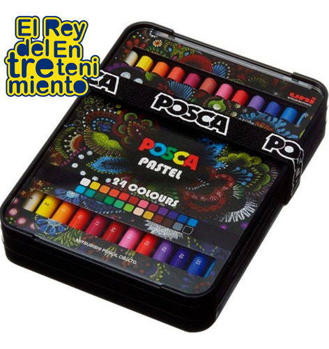 Imagen 5 de 5 de Óleo Pastel Posca X 24 Colores Caja Estuche Dibujo - El Rey