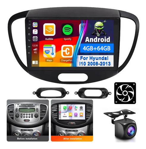 Estéreo Android 4+64g Hyundai I10 2008-2013 Carplay Wifi Gps Hyundai I10 2008-2013