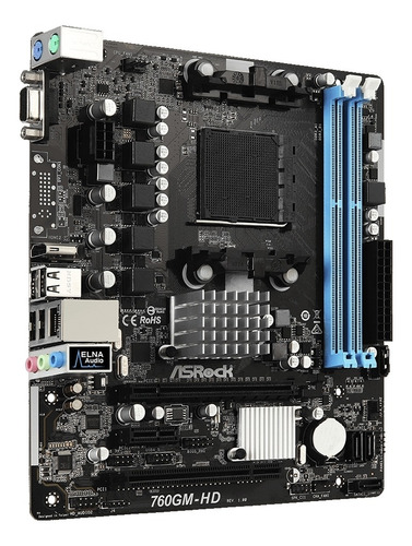 Imagem 2 de 4 de Placa Mãe Asrock 760gm-hd Amd Am3+ Ddr3 Matx Hdmi