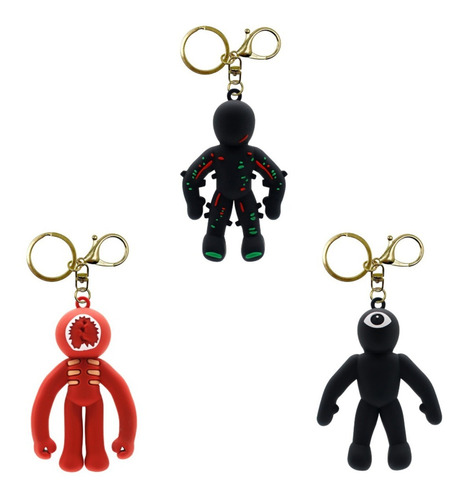 Kit 3 Chaveiros Jogo Doors Roblox Figure Glitch E Seek 6cm Cor Dourado