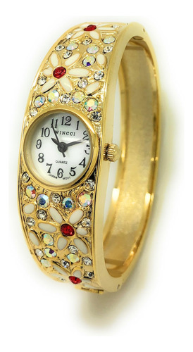 Reloj De Moda Con Brazalete De Metal Dorado Elegante Con Dia