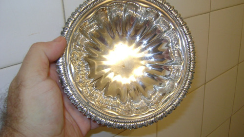 Antiguo Bowl Para Masitas En Metal Plateado