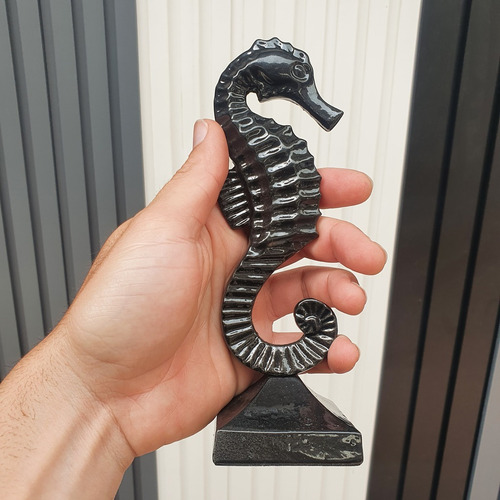 Figura Caballito De Mar Decorativo Negro 29cm Y 19cm