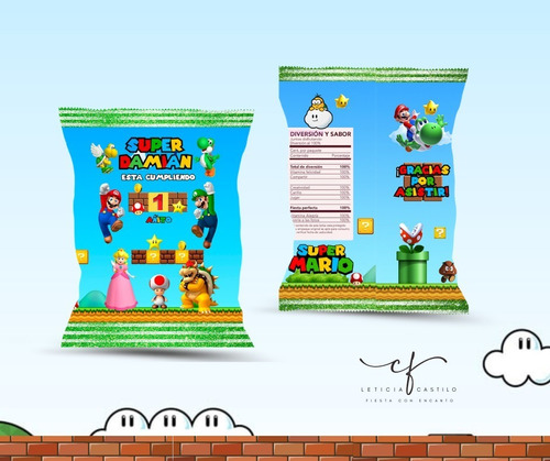 Bolsas De Papas Personalizadas (chip Bags) Mario Bros 50pz