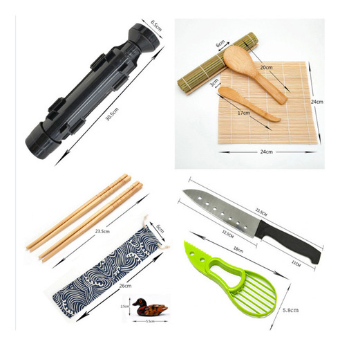 Kit 14 Esteras Preparo Comida Japonesa Sushi Bambu-