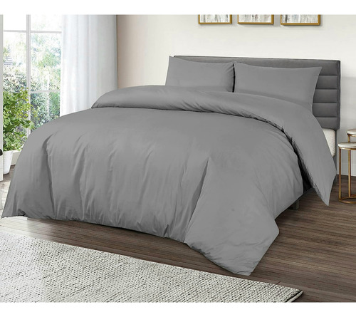 Duvet Doble Gris + Plumón + Fundas 4 Pzas