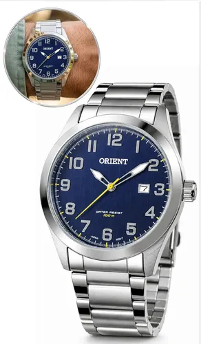 Orient Relogio Orient Masculino Prata Fundo Azul Mbss1360 D2sx