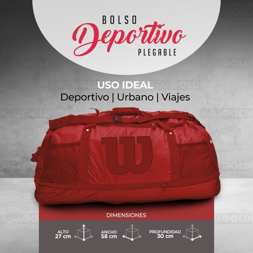 Imagen 5 de 9 de Bolso Wilson Deportivo Viaje Urbano Fitness Bolsillo Gym