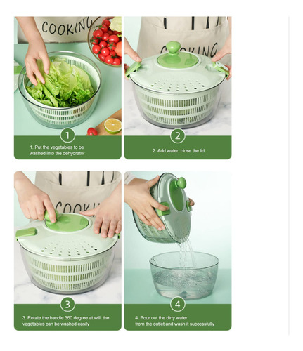 Secador De Verduras, Centrifugador De Ensaladas De 4 L,